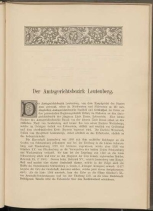 Der Amtsgerichtsbezirk Leutenberg. [Einleitung]