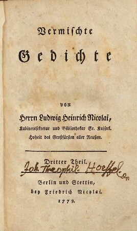 Vermischte Gedichte, 3. Zerbin und Bella ; Anselm und Lilla