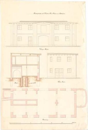 Reiffenstuel, Michael; Hintergebäude Graf Maldeghem - Fundamentplan, Ansichten, Schnitt