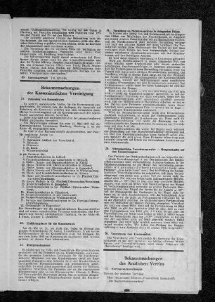 Bekanntmachungen der Kassenärztlichen Vereinigung
