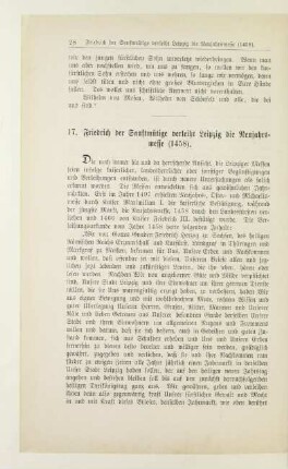 17. Friedrich der Sanftmütige verleiht Leipzig die Neujahrsmesse (1458)