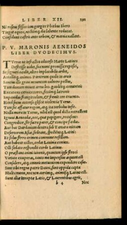 P. V. Maronis Aeneidos Liber Duodecimus.