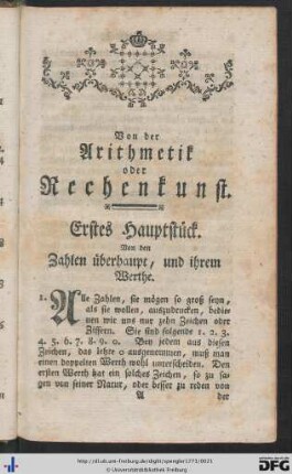 Von der Rechenkunst.