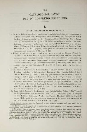 Catalogo dei lavori del Dr. Goffredo Friedlein.
