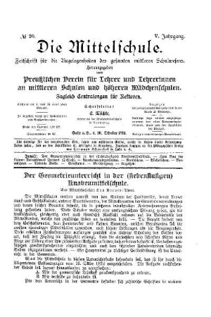 Der Geometrieunterricht in der (siebenstufigen) Knabenmittelschule