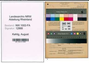 Entnazifizierung August Kahlig, geb. 28.08.1900 (Drageemeister)