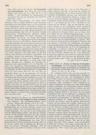 184-185 [Rezension] Lieser, Ludwig, Vinzenz von Beauvais als Kompilator und Philosoph