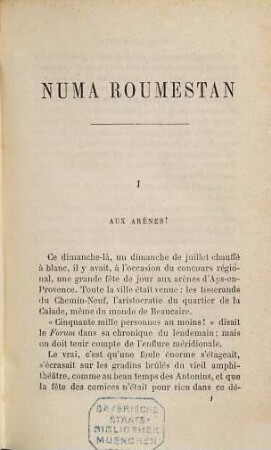 Numa Roumestan : Moeurs parisiennes