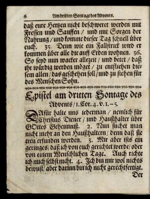 Epistel am dritten Sontage des Advents/ ...