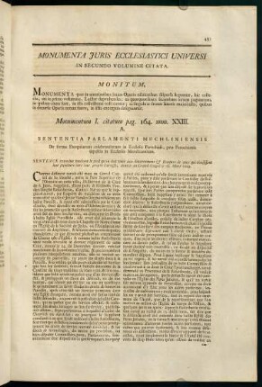431-448, Monumenta Juris Ecclesiastici Universi in Secundo Volumine Citata.