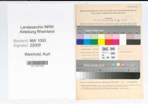 Entnazifizierung Kurt Weinhold, geb. 30.10.1904 (Beamter)