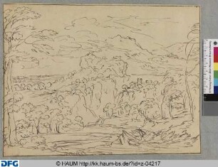 Entwurf einer Berglandschaft mit Fluss