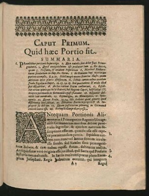 Caput Primum. Quid haec Portio sit.