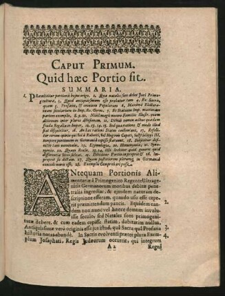 Caput Primum. Quid haec Portio sit.