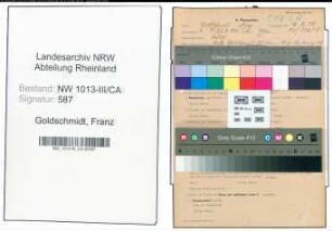 Entnazifizierung Franz Goldschmidt , geb. 23.09.1900 (Schreiner)