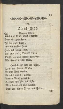 10. Trink-Lied. Bekannte Melodie.