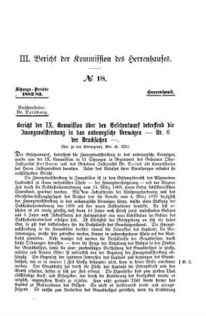 III. Bericht der Kommission des Herrenhauses.