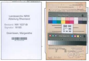 Entnazifizierung Margarethe Goerrissen , geb. 01.08.1886 (Postsekretaerin)