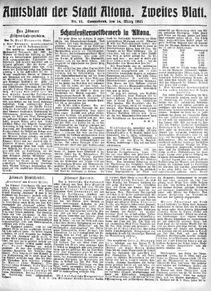 Nummer 11. Zweites Blatt. : Sonnabend, den 14. März 1925