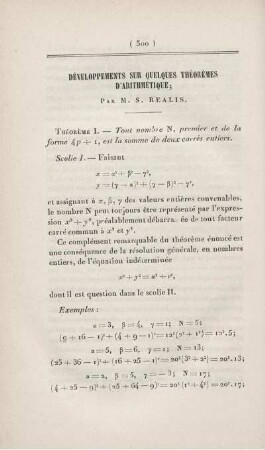 Développements sur quelques théorèmes d'arithmétique.