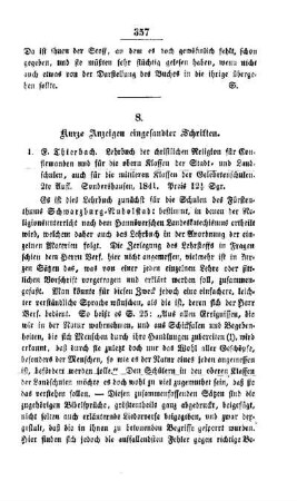 Kurze Anzeigen eingesandter Schriften