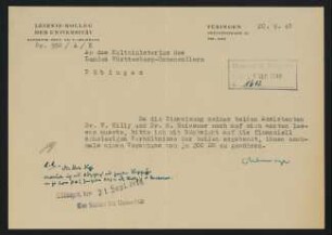 Leibniz-Kolleg an Kultministerium des Landes Württemberg-Hohenzollern. 20.9.1948