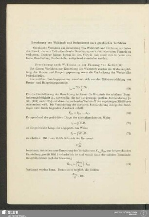 Berechnung von Walzkraft und Drehmoment nach graphischen Verfahren