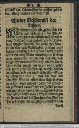 Wieder Geschwulst der Lefftzen
