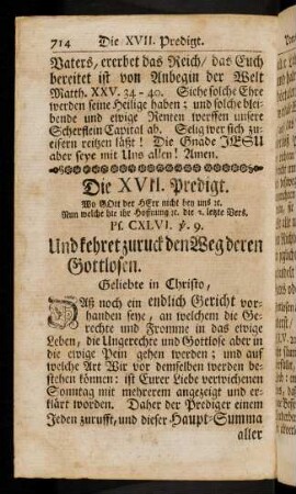 714-740, XVII. Das Gericht Gottes über die Gottlosen [...]