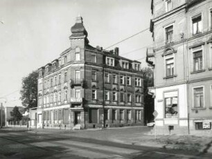 Dresden-Pieschen, Großenhainer Straße 146/Ecke Rückertstraße. Wohnhaus mit Laden (um 1900)