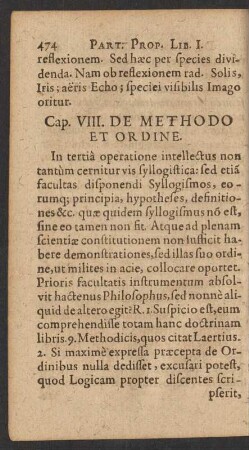 Cap. VIII. De Methodo Et Ordine.