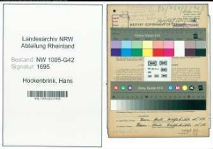 Entnazifizierung Hans Hockenbrink , geb. 06.11.1911 (Friseur)