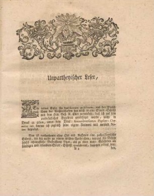Unpartheyischer Leser, ...