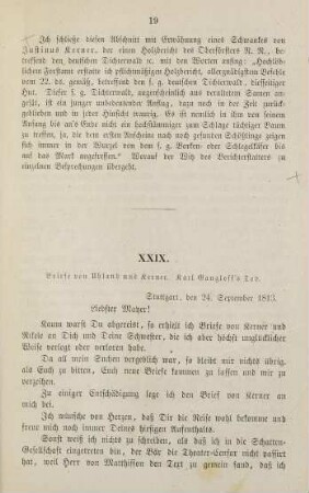 19-28, XXIX. Briefe von Uhland und Kerner. Karl Gangloff's Tod