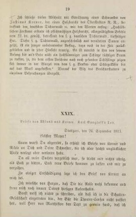 19-28, XXIX. Briefe von Uhland und Kerner. Karl Gangloff's Tod