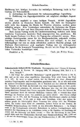 567-569, IV. Zeitschriftenschau