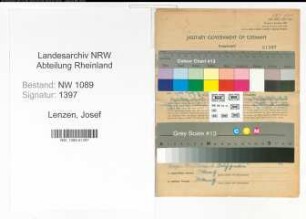 Entnazifizierung Josef Lenzen , geb. 02.10.1901 (Landwirt)