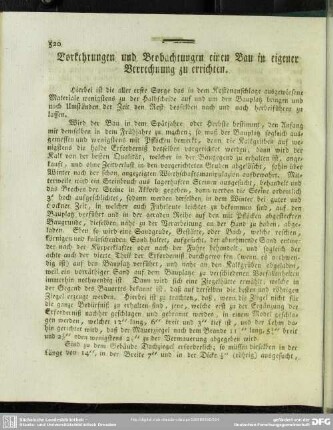 Vorkehrungen und Beobachtungen einen Bau in eigener Verrechnung zu errichten