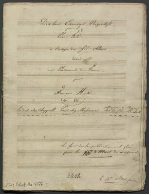 Etudes, pf, op. 80 - BSB Mus.Schott.Ha 4177-3 : [title page:] Dix huit. Exercises. Progressifs // pour le. // Piano-Forté // à l'usage des J|n|e|s Elèves. // dédiés // aux Pensionnals de France // par // François Hünten // op. 80.