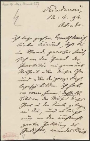 Brief an Philipp Spitta : 12.04.1894
