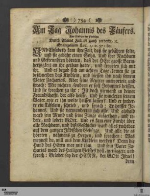 Am Tag Johannis des Täufers.