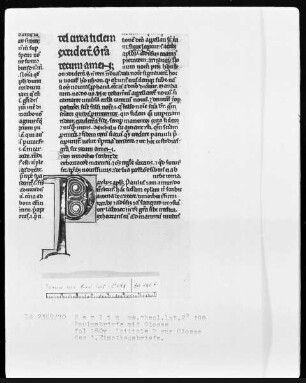 Paulusbriefe mit Glossen — Initiale P (aulus), Folio 180verso
