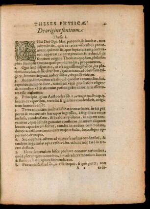 Theses Physicae, De origine fontium: