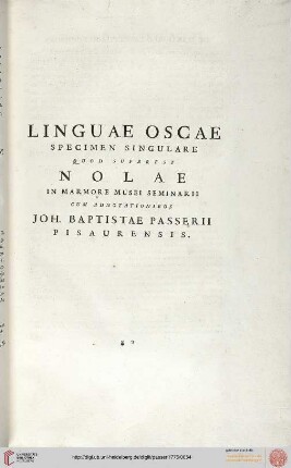 Lingua Oscae specimen singulare [...]