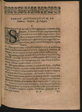Theses Meteorologicae De Fulmine, Tonitru, et Fulgure.