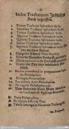 Index Tractatuum In diesem Buch begriffen.