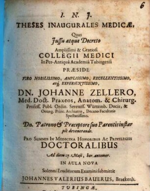 Theses inaugurales medicae