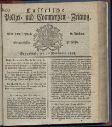 Nr. 89, Sonnabend, den 7ten November 1818
