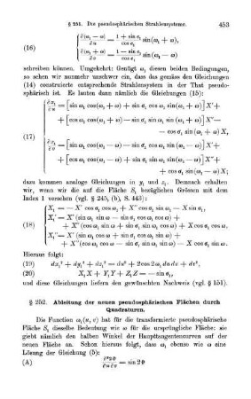 § 252. Ableitung der neuen pseudosphärischen Flächen durch Quadraturen.