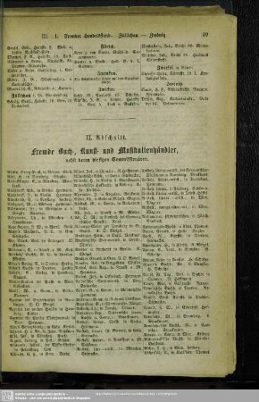 II. Abschnitt. Fremde Buch-, Kunst- und Musikalienhändler